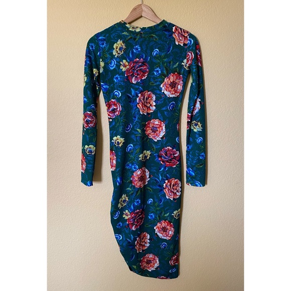 Zara Asymmetrical Floral Ruched Midi Dress | Women's Size Small - Picture 5 of 9
